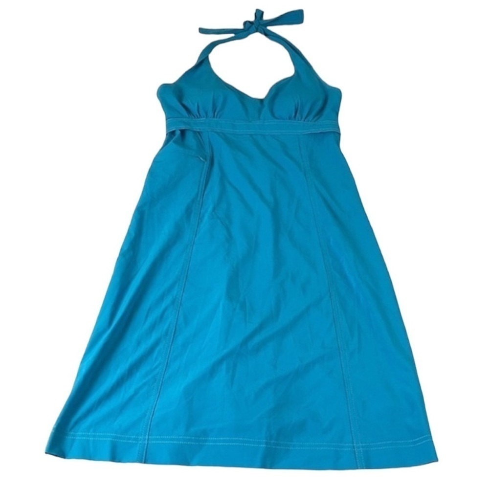 Athleta Halter Turquoise POCKETS Casual Summer Dress